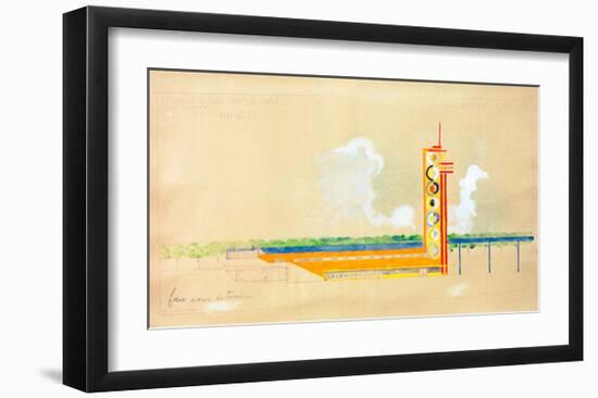 Sketch for the Exterior Design of the Train Pavillion, 1937-Robert Delaunay-Framed Giclee Print