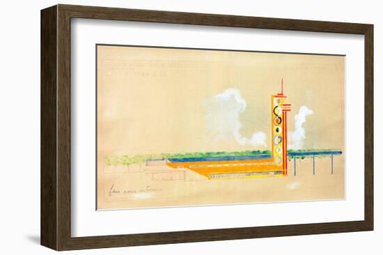 Sketch for the Exterior Design of the Train Pavillion, 1937-Robert Delaunay-Framed Giclee Print