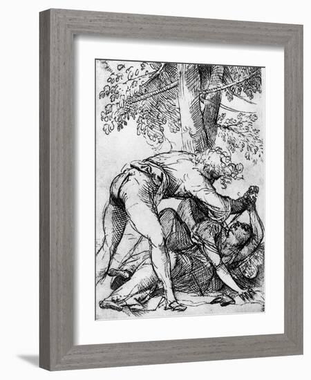 Sketch for the 'Jealous Husband' in the Scuola Del Santo, C1510-Titian (Tiziano Vecelli)-Framed Giclee Print