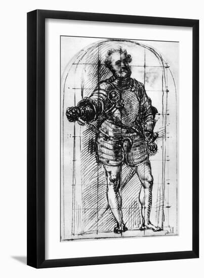 Sketch for the Portrait of the Duke of Urbino, 1536-Titian (Tiziano Vecelli)-Framed Giclee Print