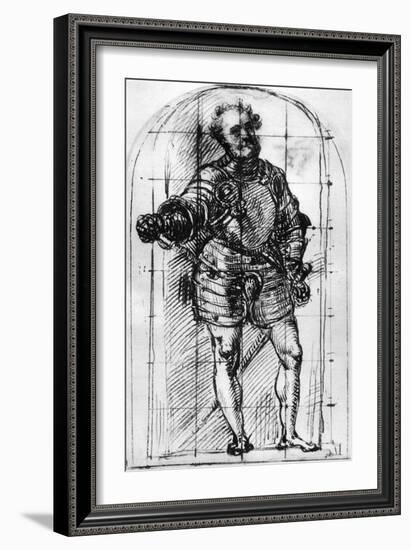 Sketch for the Portrait of the Duke of Urbino, 1536-Titian (Tiziano Vecelli)-Framed Giclee Print