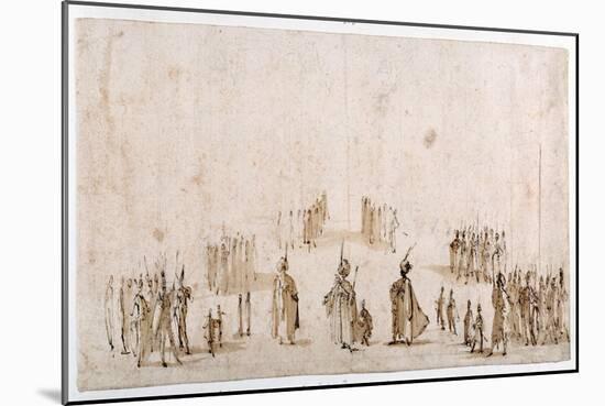 Sketch for the Staging of Groups of Figures in 'Il Solimano'-Jacques Callot-Mounted Giclee Print