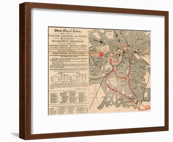 Sketch Map of London Showing the Position of the London, Chatham and Dover Railway-null-Framed Giclee Print