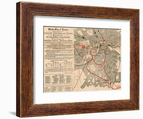 Sketch Map of London Showing the Position of the London, Chatham and Dover Railway-null-Framed Giclee Print