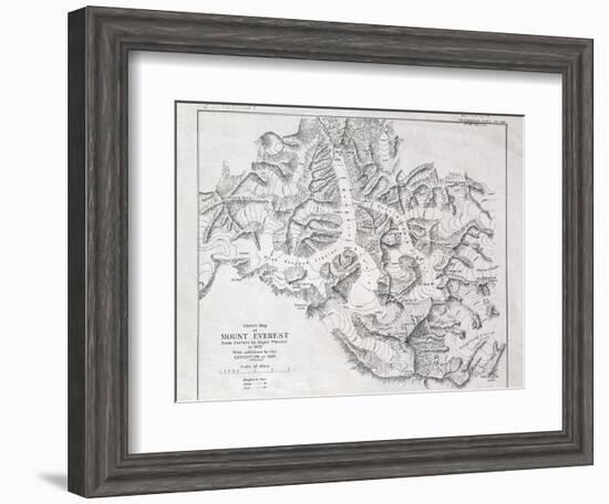 Sketch Map of Mount Everest from Surveys by Major Wheeler in 1921 with Addi-English School-Framed Giclee Print