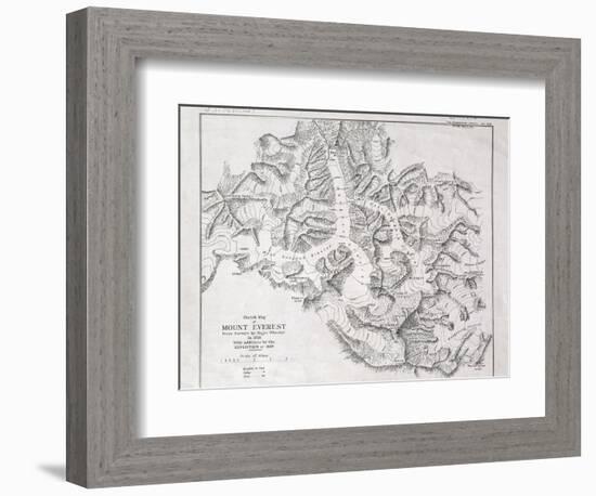 Sketch Map of Mount Everest from Surveys by Major Wheeler in 1921 with Addi-English School-Framed Giclee Print