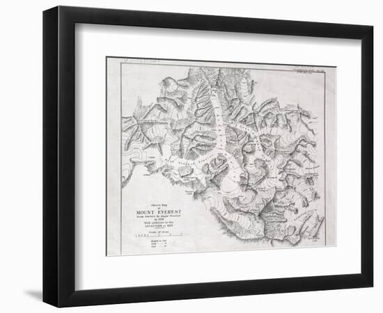 Sketch Map of Mount Everest from Surveys by Major Wheeler in 1921 with Addi-English School-Framed Giclee Print