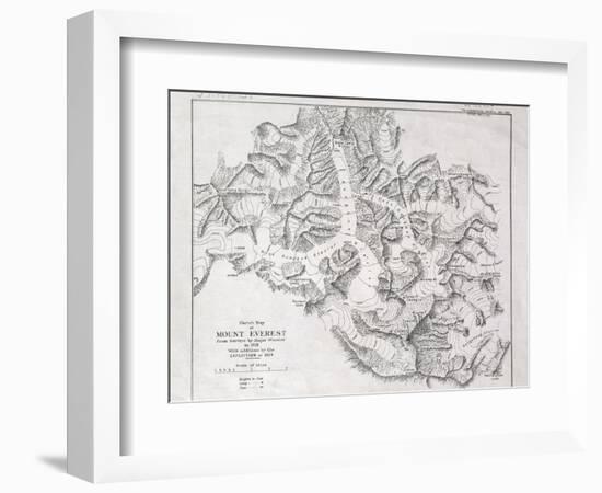 Sketch Map of Mount Everest from Surveys by Major Wheeler in 1921 with Addi-English School-Framed Giclee Print