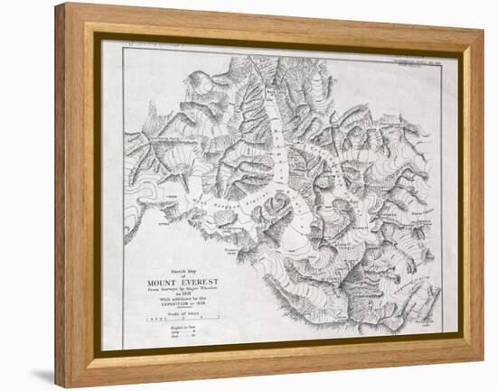 Sketch Map of Mount Everest from Surveys by Major Wheeler in 1921 with Addi-English School-Framed Premier Image Canvas