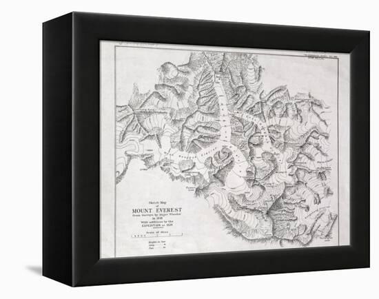 Sketch Map of Mount Everest from Surveys by Major Wheeler in 1921 with Addi-English School-Framed Premier Image Canvas