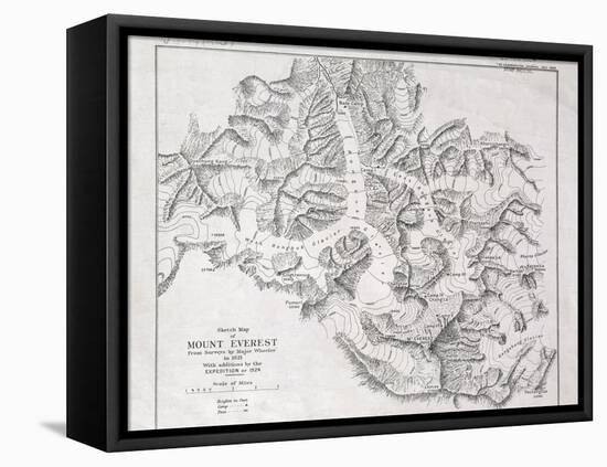 Sketch Map of Mount Everest from Surveys by Major Wheeler in 1921 with Addi-English School-Framed Premier Image Canvas