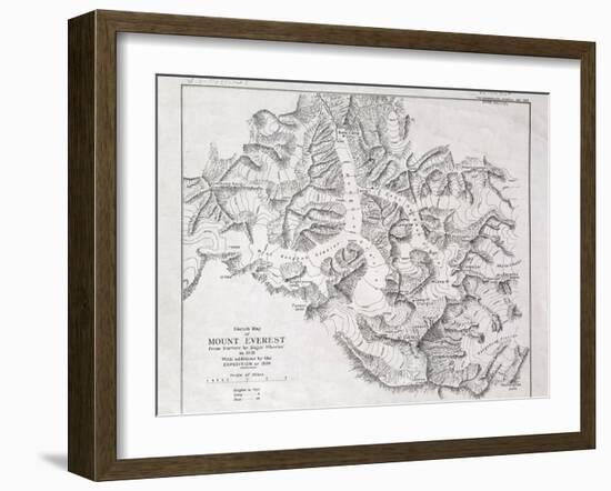 Sketch Map of Mount Everest from Surveys by Major Wheeler in 1921 with Addi-English School-Framed Giclee Print