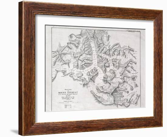 Sketch Map of Mount Everest from Surveys by Major Wheeler in 1921 with Addi-English School-Framed Giclee Print