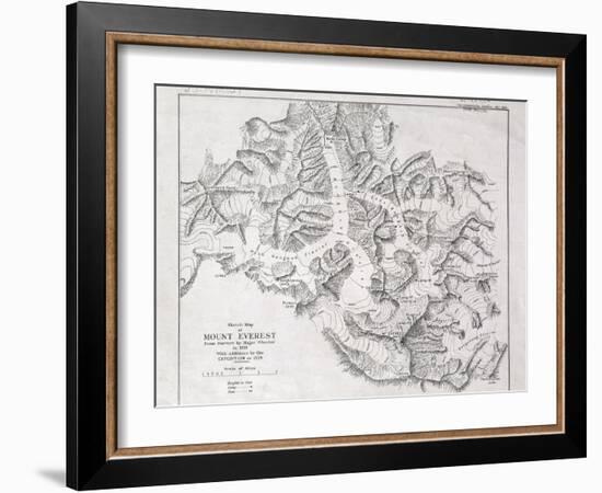 Sketch Map of Mount Everest from Surveys by Major Wheeler in 1921 with Addi-English School-Framed Giclee Print