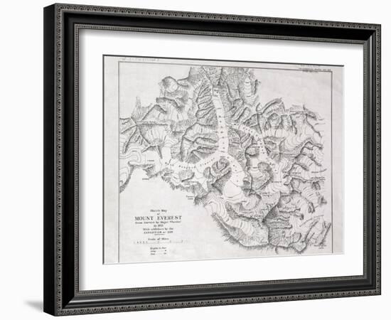 Sketch Map of Mount Everest from Surveys by Major Wheeler in 1921 with Addi-English School-Framed Giclee Print