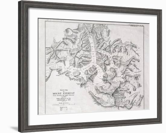 Sketch Map of Mount Everest from Surveys by Major Wheeler in 1921 with Addi-English School-Framed Giclee Print