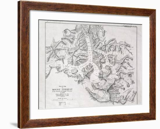 Sketch Map of Mount Everest from Surveys by Major Wheeler in 1921 with Addi-English School-Framed Giclee Print