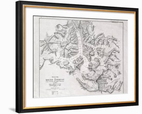 Sketch Map of Mount Everest from Surveys by Major Wheeler in 1921 with Addi-English School-Framed Giclee Print