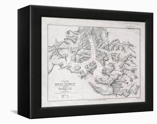 Sketch Map of Mount Everest from Surveys by Major Wheeler in 1921 with Addi-English School-Framed Premier Image Canvas
