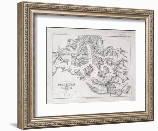 Sketch Map of Mount Everest from Surveys by Major Wheeler in 1921 with Addi-English School-Framed Giclee Print