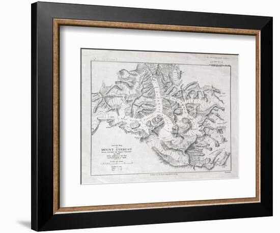 Sketch Map of Mount Everest from Surveys by Major Wheeler in 1921 with Addi-English School-Framed Giclee Print