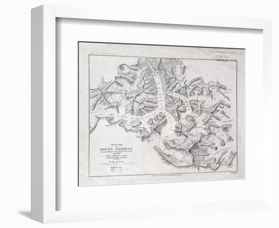 Sketch Map of Mount Everest from Surveys by Major Wheeler in 1921 with Addi-English School-Framed Giclee Print