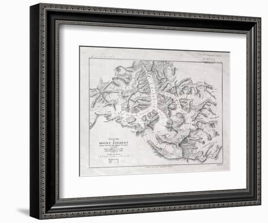 Sketch Map of Mount Everest from Surveys by Major Wheeler in 1921 with Addi-English School-Framed Giclee Print