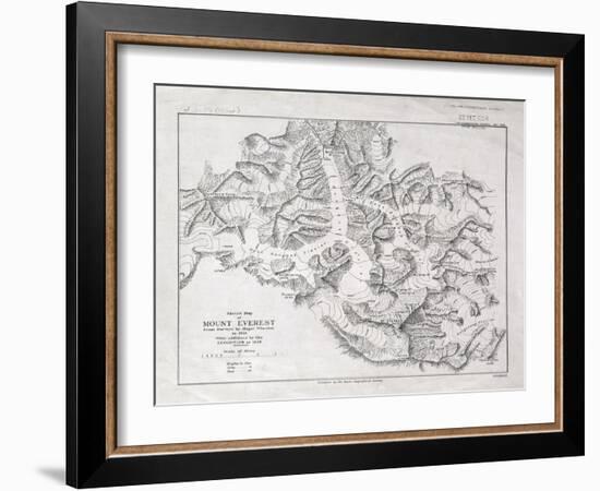 Sketch Map of Mount Everest from Surveys by Major Wheeler in 1921 with Addi-English School-Framed Giclee Print