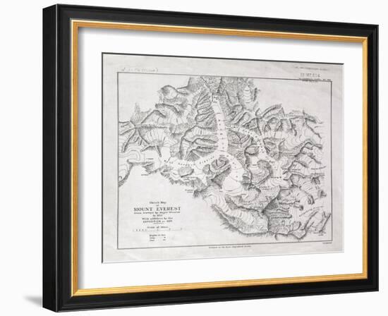 Sketch Map of Mount Everest from Surveys by Major Wheeler in 1921 with Addi-English School-Framed Giclee Print