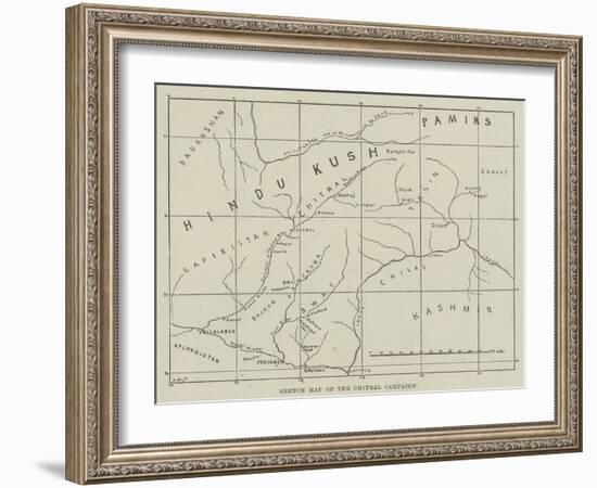 Sketch Map of the Chitral Campaign-null-Framed Giclee Print