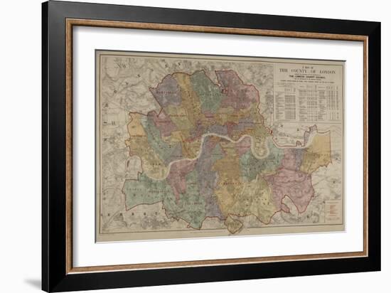 Sketch Map Of the London Postal District-Edward Stanford-Framed Giclee Print