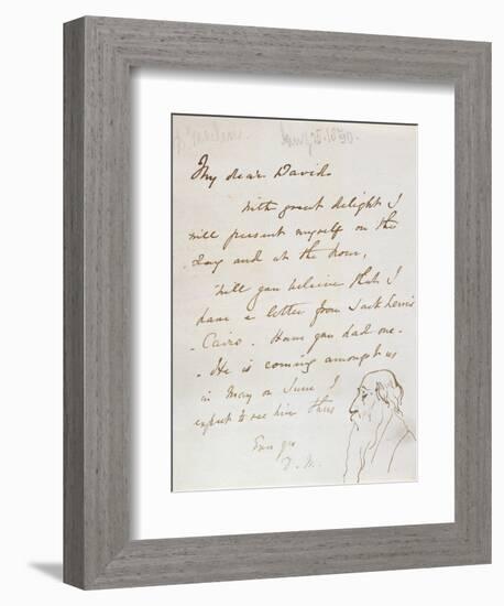 Sketch of a Bearded Man in Profile in a Letter to David Roberts-Daniel Maclise-Framed Giclee Print