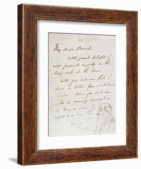 Sketch of a Bearded Man in Profile in a Letter to David Roberts-Daniel Maclise-Framed Giclee Print