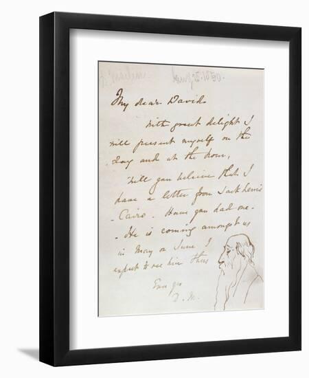 Sketch of a Bearded Man in Profile in a Letter to David Roberts-Daniel Maclise-Framed Giclee Print