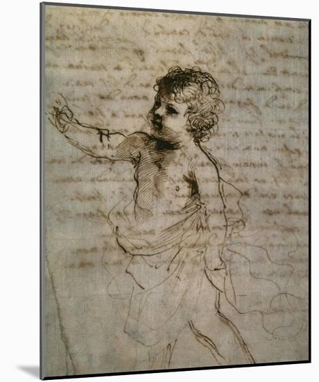 Sketch of a Child-Guercino (Giovanni Francesco Barbieri)-Mounted Art Print