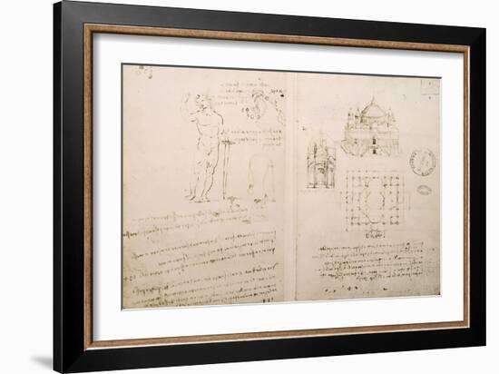 Sketch of a Church Similar to St. Sepolcro in Milan, Fol. 4R from Codex Ashburnham I and Ii-Leonardo da Vinci-Framed Giclee Print