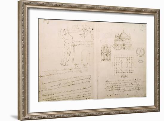 Sketch of a Church Similar to St. Sepolcro in Milan, Fol. 4R from Codex Ashburnham I and Ii-Leonardo da Vinci-Framed Giclee Print