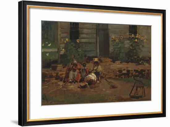 Sketch of a Cottage Yard, c.1876-Winslow Homer-Framed Giclee Print