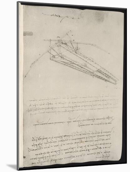 Sketch of a Design for a Flying Machine-Leonardo da Vinci-Mounted Photographic Print