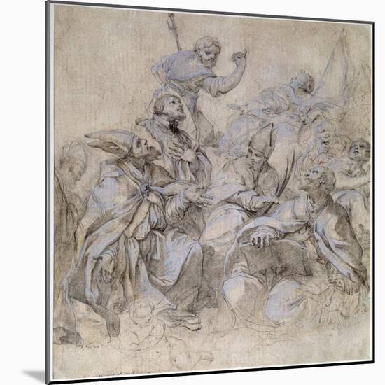 Sketch of a Fresco for the Santa Maria Del Popolo Church in Rome-Carlo Maratta-Mounted Giclee Print