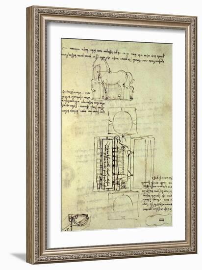 Sketch of a Horse and Various Other Diagrams-Leonardo da Vinci-Framed Giclee Print