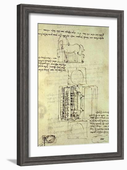 Sketch of a Horse and Various Other Diagrams-Leonardo da Vinci-Framed Giclee Print