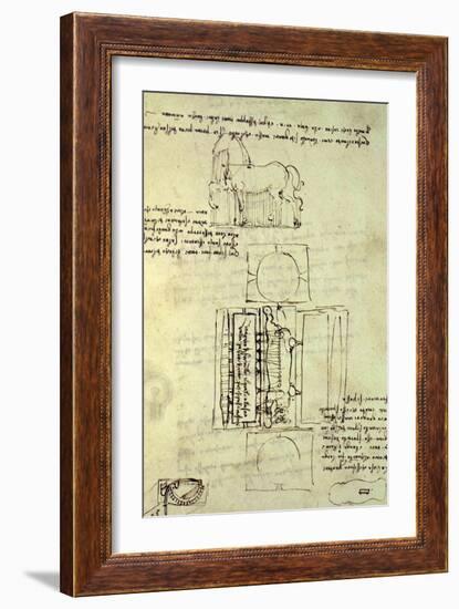 Sketch of a Horse and Various Other Diagrams-Leonardo da Vinci-Framed Giclee Print