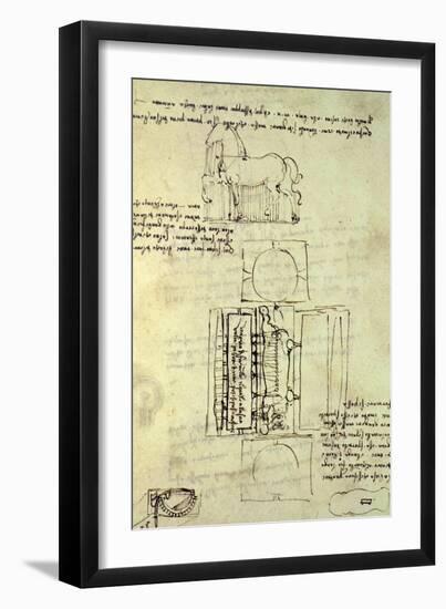 Sketch of a Horse and Various Other Diagrams-Leonardo da Vinci-Framed Giclee Print
