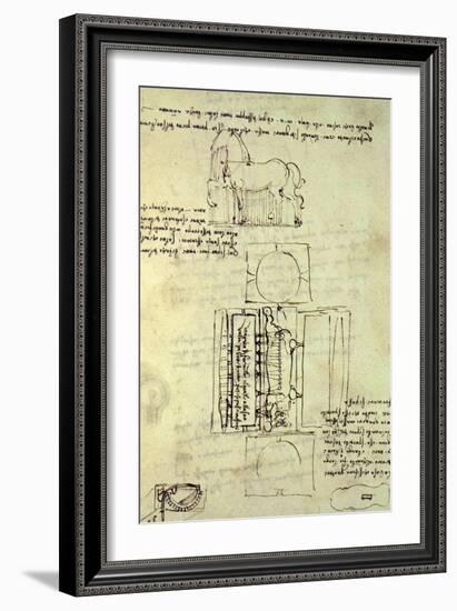 Sketch of a Horse and Various Other Diagrams-Leonardo da Vinci-Framed Giclee Print