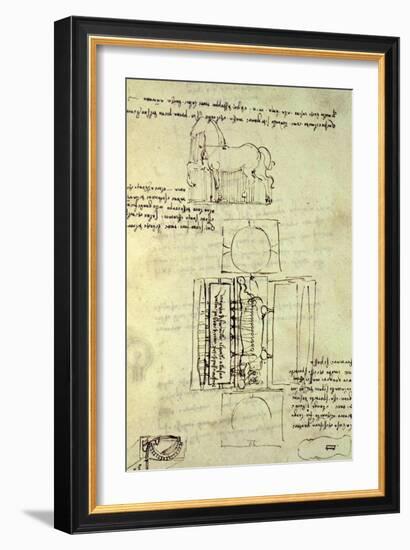 Sketch of a Horse and Various Other Diagrams-Leonardo da Vinci-Framed Giclee Print