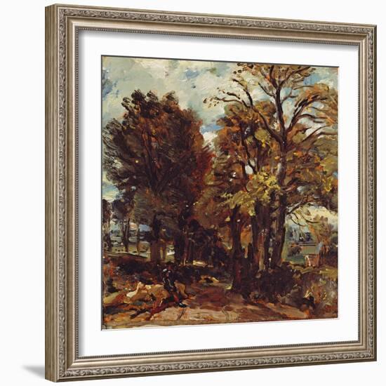 Sketch of a Lane at East Bergholt, C.1810 (Oil on Paper Laid on Canvas)-John Constable-Framed Giclee Print