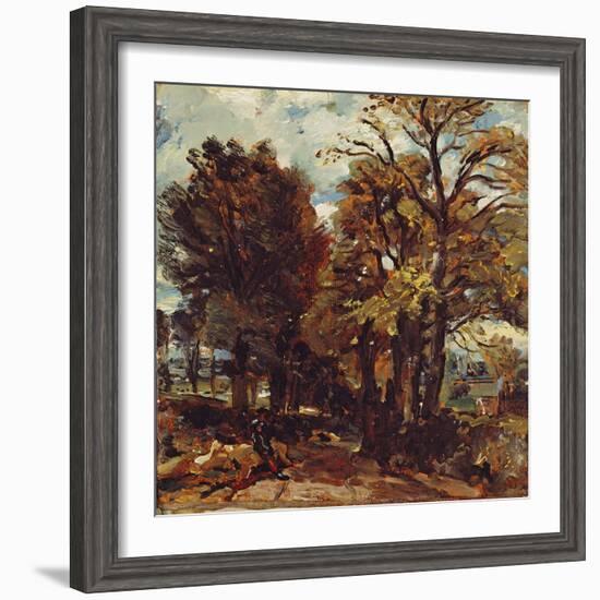 Sketch of a Lane at East Bergholt, C.1810 (Oil on Paper Laid on Canvas)-John Constable-Framed Giclee Print