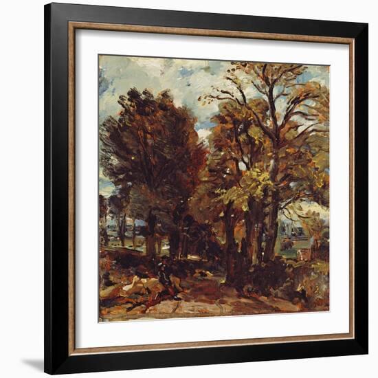 Sketch of a Lane at East Bergholt, C.1810 (Oil on Paper Laid on Canvas)-John Constable-Framed Giclee Print