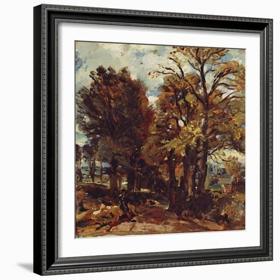 Sketch of a Lane at East Bergholt, C.1810 (Oil on Paper Laid on Canvas)-John Constable-Framed Giclee Print